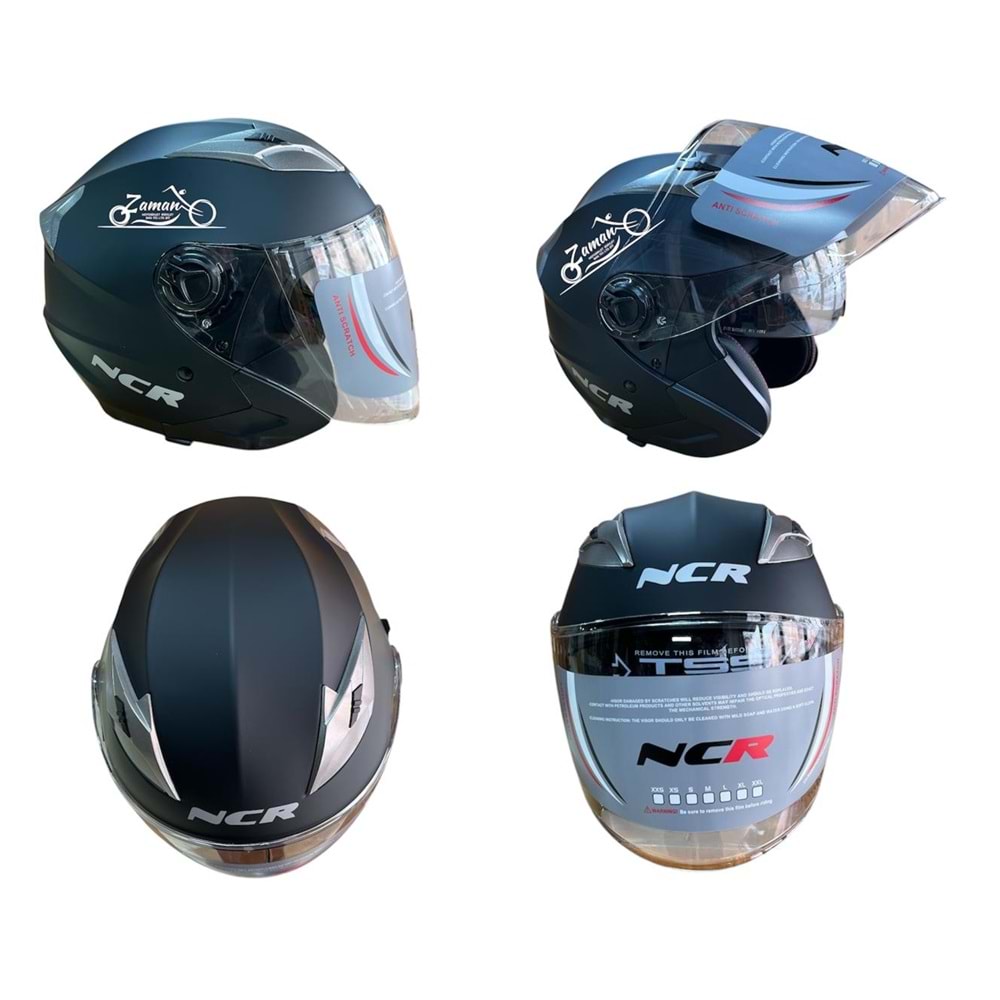 KASK ÇENESİZ GÖZLÜKLÜ NCR (MAT SİYAH) (M)