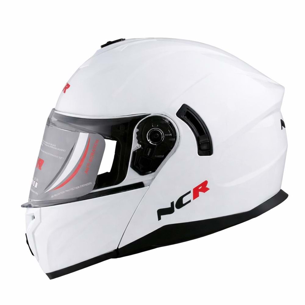 KASK ÇENE AÇILIR GÖZLÜKLÜ NCR 166 (BEYAZ) (M)