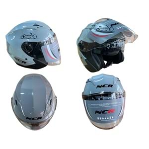 KASK ÇENESİZ GÖZLÜKLÜ NCR (AÇIK GRİ) (XL)