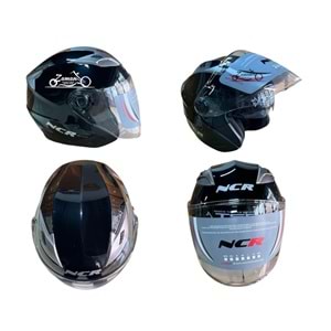 KASK ÇENESİZ GÖZLÜKLÜ NCR (SİYAH) (L)