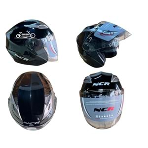 KASK ÇENESİZ GÖZLÜKLÜ NCR (SİYAH) (XL)