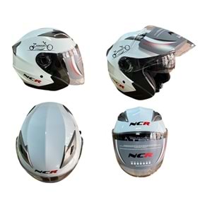 KASK ÇENESİZ GÖZLÜKLÜ NCR (BEYAZ) (S)
