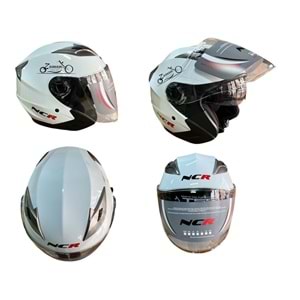 KASK ÇENESİZ GÖZLÜKLÜ NCR (BEYAZ) (L)