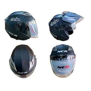 KASK ÇENESİZ GÖZLÜKLÜ NCR (MAT SİYAH) (S)