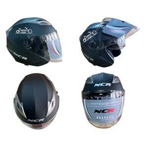 KASK ÇENESİZ GÖZLÜKLÜ NCR (MAT SİYAH) (M)