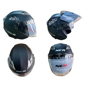 KASK ÇENESİZ GÖZLÜKLÜ NCR (MAT SİYAH) (L)