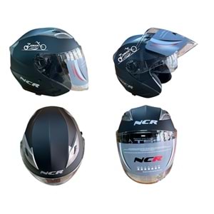 KASK ÇENESİZ GÖZLÜKLÜ NCR (MAT SİYAH) (XL)