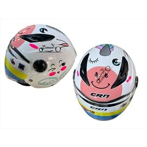 ÇOCUK KASKI ÇENESİZ CRN (BEYAZ - PEMBE) (M)