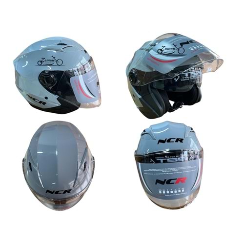 KASK ÇENESİZ GÖZLÜKLÜ NCR (AÇIK GRİ) (S)