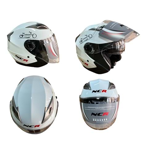 KASK ÇENESİZ GÖZLÜKLÜ NCR (BEYAZ) (XL)