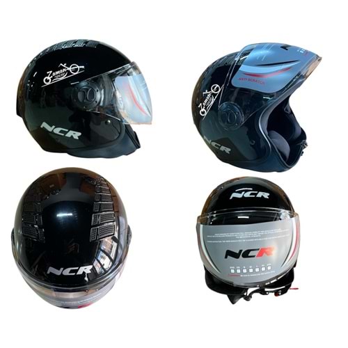 KASK ÇENESİZ NCR (SİYAH) (XL)