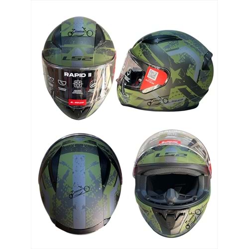 KASK ÇENE SABİT LS2 RAPİD 2 (MAT YEŞİL) (L)