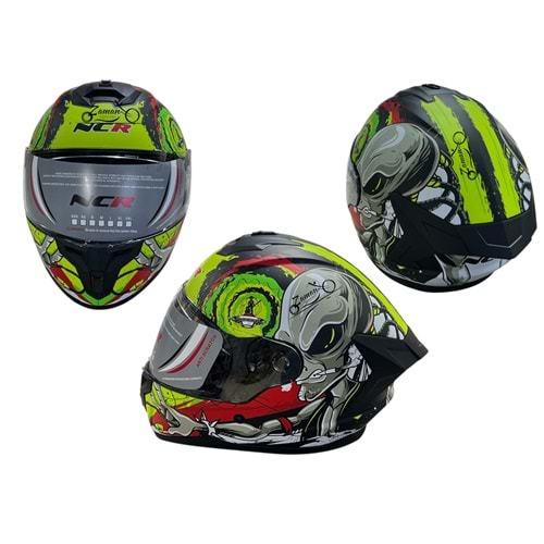 KASK ÇENE SABİT NCR (UZAYLI SARI KIRMIZI GRAFİK) (L)