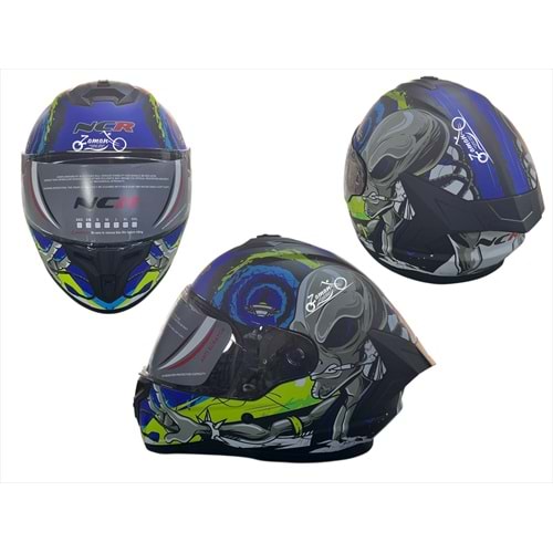KASK ÇENE SABİT NCR (UZAYLI MAVİ SARI GRAFİK) (S)