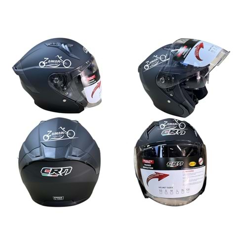 KASK ÇENESİZ GÖZLÜKLÜ CRN (MAT SİYAH) (XL)